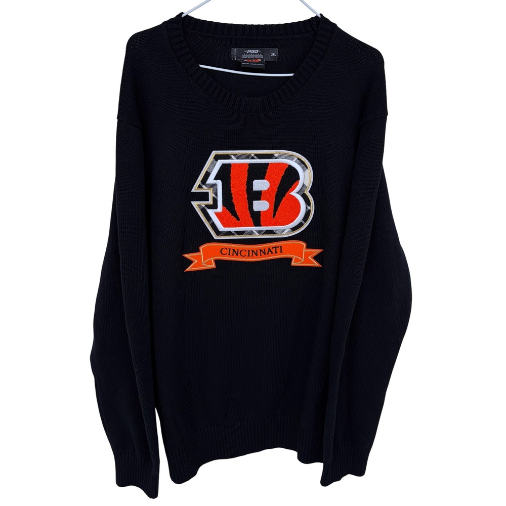 Black Pro Standard Cincinnati Bengals Knit‎ Crewneck Sweater 2XL Stitched Cotton